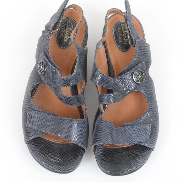 Clarks Artisan Blue Leather Strappy Sandal Women's 11 - Picture 2 of 6